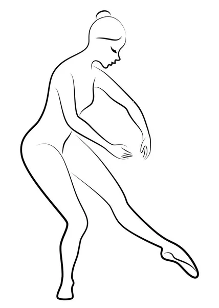 Silhouette d'une jolie dame, elle danse le ballet. La fille a une belle silhouette. Ballerine féminine. Illustration vectorielle — Image vectorielle