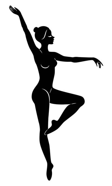 Die Silhouette einer niedlichen Dame, sie ist ein tanzendes Ballett, das Fouette kreist. die Frau hat eine schöne schlanke Figur. Ballerina. Vektorillustration — Stockvektor