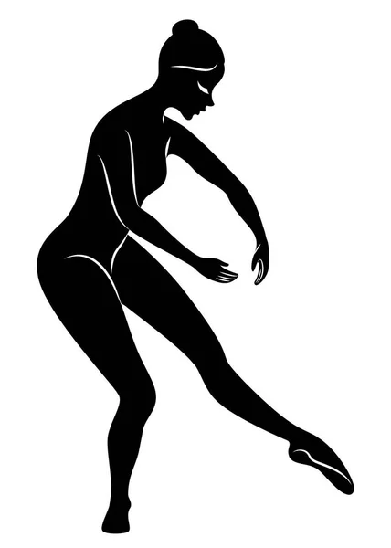 Die Silhouette einer niedlichen Dame, sie ist ein tanzendes Ballett, das Fouette kreist. die Frau hat eine schöne schlanke Figur. Ballerina. Vektorillustration — Stockvektor