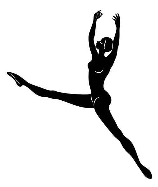 Die Silhouette einer niedlichen Dame, sie tanzt Ballett und kreist Fouette. die Frau hat eine schöne schlanke Figur. Ballerina. Vektorillustration. — Stockvektor