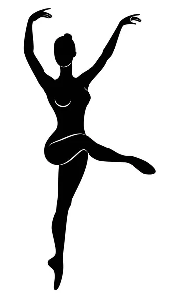 La silhouette d'une jolie dame, elle est un ballet dansant encerclant fouette. La femme a une belle silhouette mince. Ballerine féminine. Illustration vectorielle — Image vectorielle