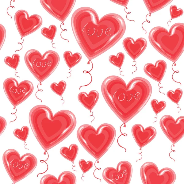 Palloncini d'aria sotto forma di un cuore volare nel cielo. Simbolo di amore e di innamorati. San Valentino. Illustrazione vettoriale — Vettoriale Stock
