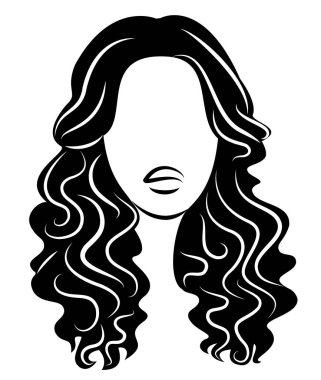 Tatlı bir bayanın kafasının silueti. Bir kız orta ve uzun saçlı bir kadının bir saç modeli gösterir. Logo, reklam için uygundur. Vektör çizimi.