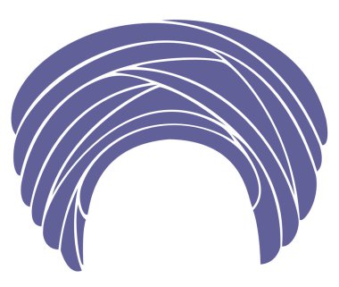 Geleneksel ulusal başlık, türban. Örme mavi atkı. Logo, sembol, diyagram. Grafik görüntüsü. Vektör çizimi