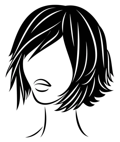 Silhueta de uma cabeça de uma senhora doce. Uma menina mostra um penteado de uma mulher no cabelo médio e longo. Adequado para logotipo, publicidade. Ilustração vetorial . — Vetor de Stock