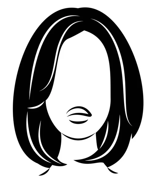 Silhouette eines Kopfes einer süßen Dame. ein Mädchen zeigt die Frisur einer Frau mit mittlerem und langem Haar. geeignet für Logo, Werbung. Vektorillustration. — Stockvektor