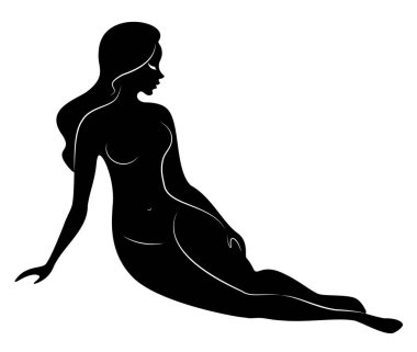 Tatlı bir bayanın silueti. Kızın çok güzel ince bir figürü var. Kadın yürüyor. Vektör çizimi.