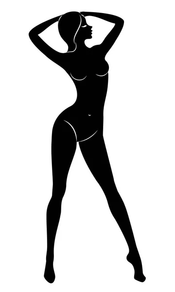La silhouette di una dolce signora. La ragazza ha una bella figura nuda. Una donna è una giovane modella sexy e snella. Illustrazione vettoriale — Vettoriale Stock