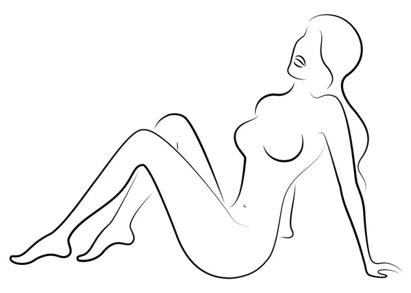 Silhouette einer süßen Dame. Das Mädchen hat eine schöne schlanke Figur. die Frau geht. Vektorillustration. — Stockvektor