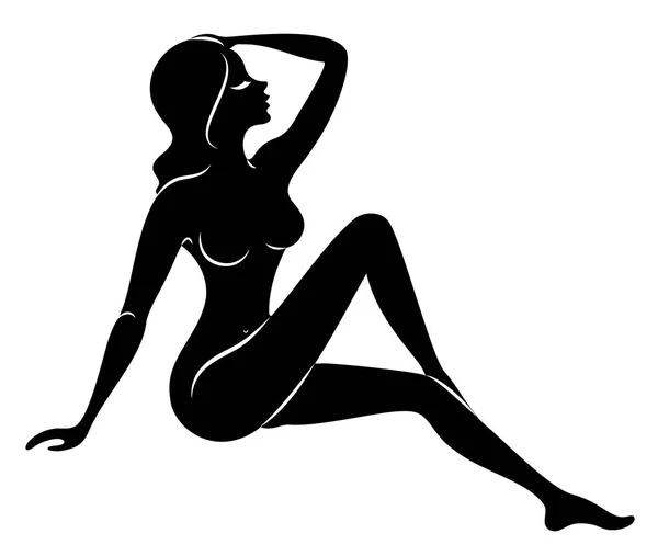 Tatlı bir bayanın silueti. Kızın çok güzel ince bir figürü var. Kadın yürüyor. Vektör çizimi.