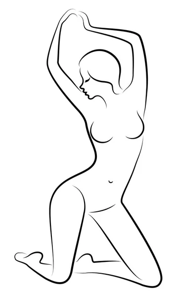 Silhouette einer süßen Dame. Das Mädchen hat eine schöne schlanke Figur. die Frau geht. Vektorillustration. — Stockvektor