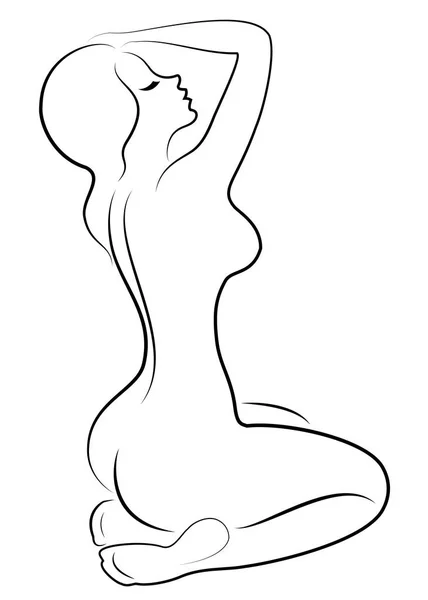 Silhouette d'une gentille dame. La fille a une belle silhouette mince. La femme marche. Illustration vectorielle . — Image vectorielle