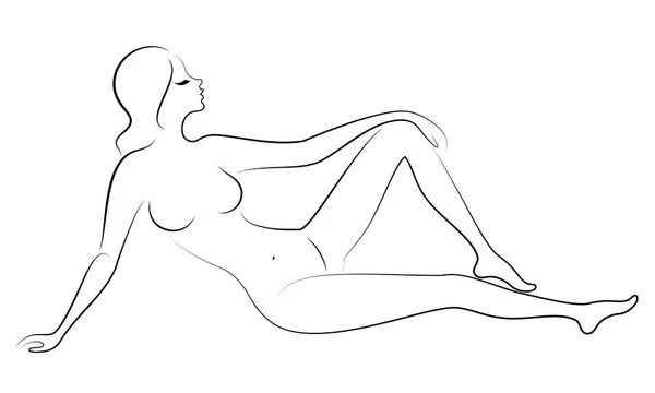 Силует солодкої дами. У дівчини є красива тонка фігура. Жінка лежить. Векторна ілюстрація. — стоковий вектор