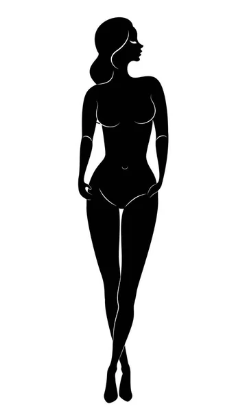 Silhouette d'une douce dame gracieuse. La fille a une belle silhouette mince. Une femme est debout. Illustration vectorielle . — Image vectorielle