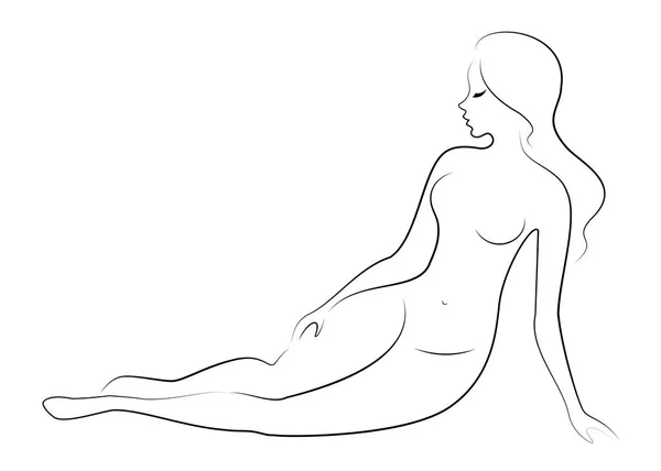 Tatlı bir bayanın silueti. Kızın çok güzel ince bir figürü var. Kadın yürüyor. Vektör çizimi.