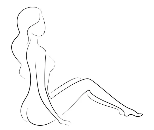Tatlı bir bayanın silueti. Kızın çok güzel ince bir figürü var. Kadın yürüyor. Vektör çizimi.