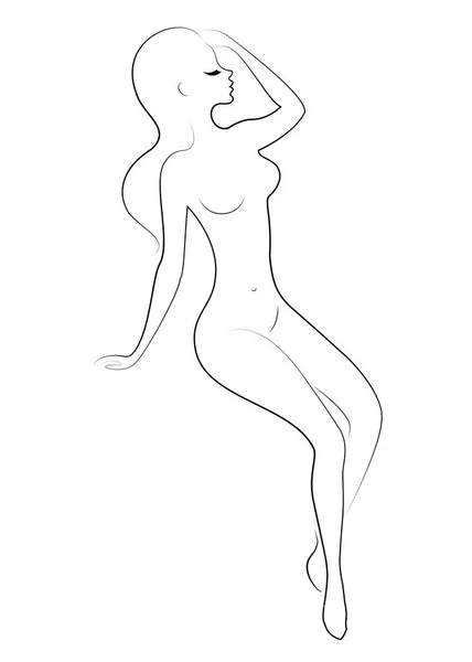 Silhuett av en söt dam. Flickan har en vacker smal figur. Kvinnan går. Vektor illustration. — Stock vektor