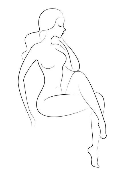 Silhouet van een lieve dame. Het meisje heeft een mooie slanke figuur. De vrouw loopt. Vector illustratie. — Stockvector