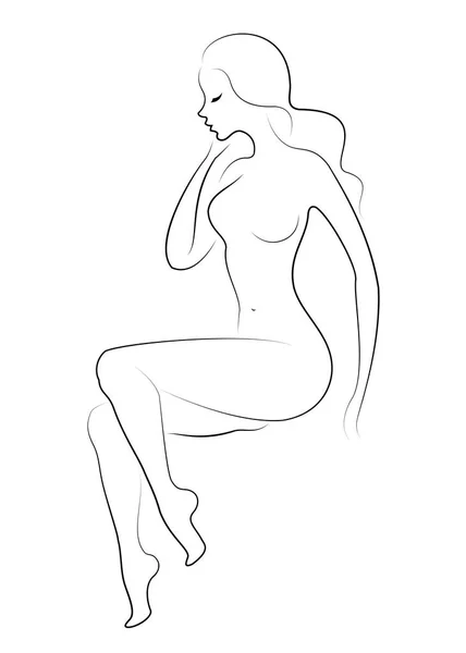 La silueta de una dulce dama. La chica tiene una hermosa figura delgada. La mujer está caminando. Ilustración vectorial . — Vector de stock