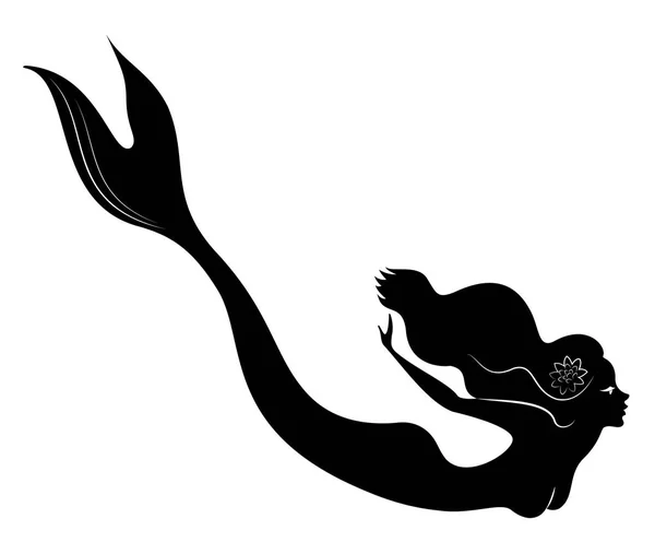 Silhouette einer Meerjungfrau. schöne Mädchen schwimmt im Wasser. Die Dame ist jung und schlank. Fantastisches Bild eines Märchens. Vektorillustration — Stockvektor