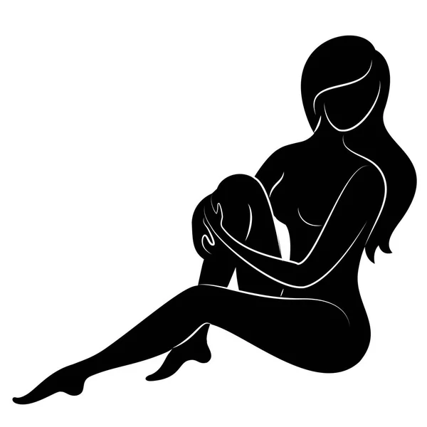 Silhouette einer süßen Dame. Das Mädchen hat eine schöne schlanke Figur. die Frau geht. Vektorillustration. — Stockvektor