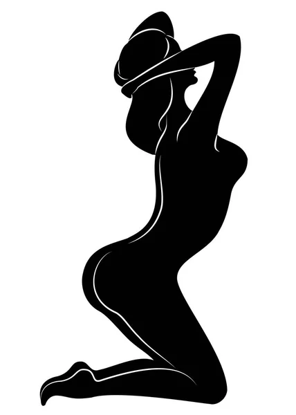 Silhouette d'une gentille dame. La fille a une belle silhouette mince. La femme marche. Illustration vectorielle . — Image vectorielle