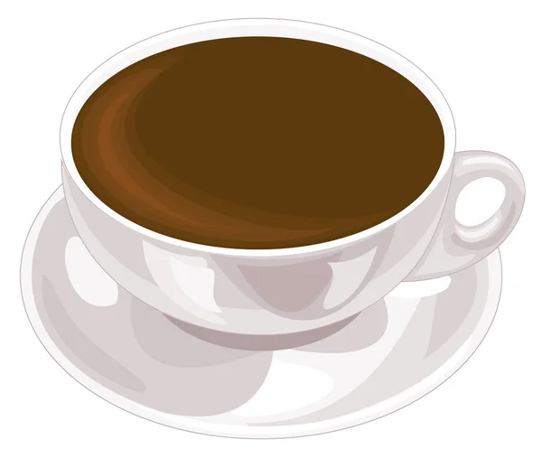 Witte keramische beker met een kom. In een kopje koffie of thee. Vectorillustratie — Stockvector