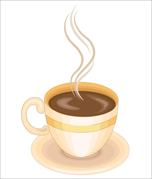 Een kopje met een warm drankje, thee of koffie. Quenches dorst en vrolijkt. Het is lekker om te drinken na het ontbijt, diner en lunch. Vector illustratie. — Stockvector