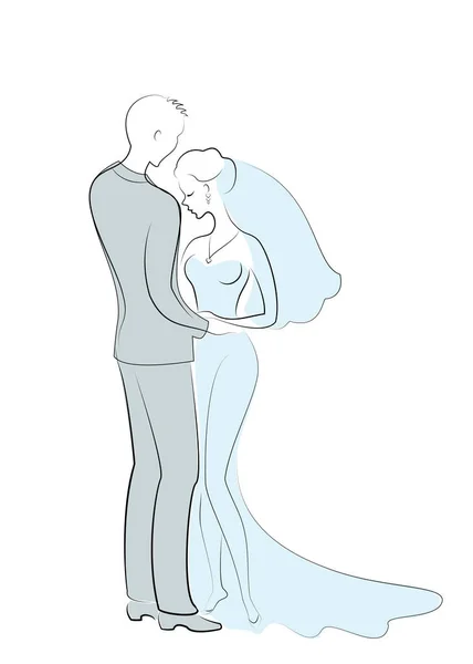 Hochzeit. junge Braut und süße Braut. glückliche Beziehung und Liebe Freund und Freundin. Vektorillustration — Stockvektor