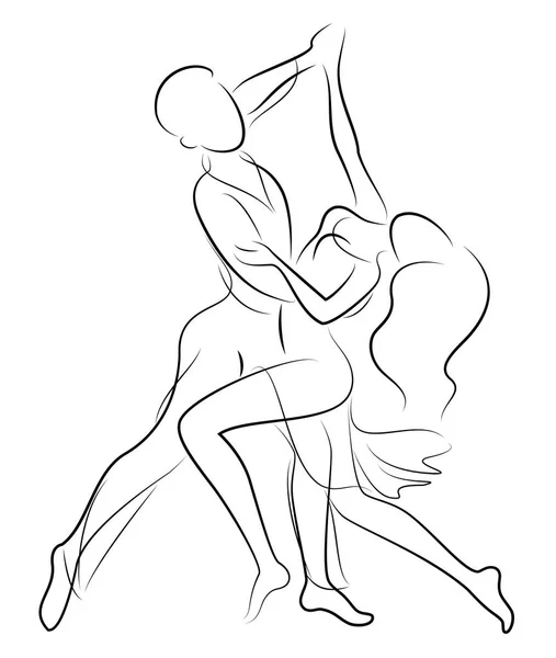 Beau jeune couple. La fille et le gars dansent. Art créatif. Image graphique. Illustration vectorielle — Image vectorielle
