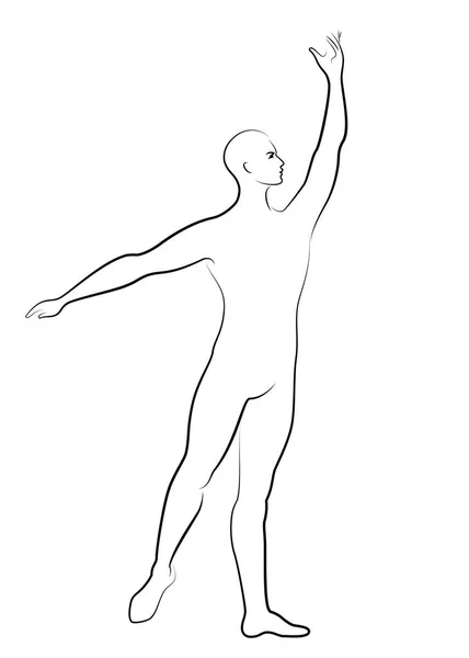 La silhouette di un ragazzo magro, ballerino di balletto maschile. La ballerina ha una bella figura snella, un corpo forte. Illustrazione vettoriale — Vettoriale Stock
