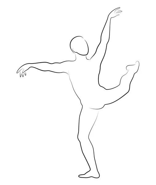 Silueta de un chico delgado, bailarín de ballet masculino. La bailarina tiene una hermosa figura delgada, un cuerpo fuerte. Ilustración vectorial — Vector de stock