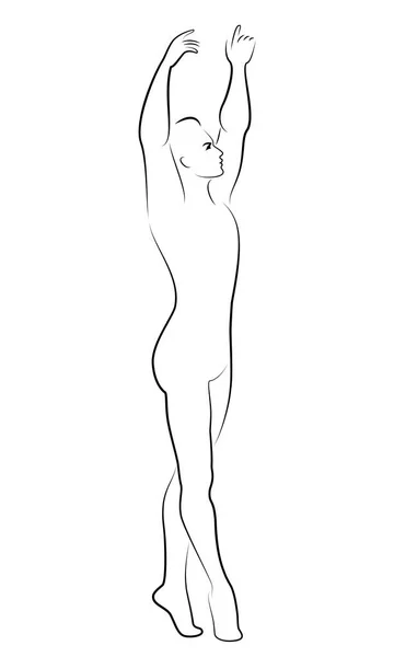 Silhouette eines schlanken Typen, männlicher Balletttänzer. Die Tänzerin hat eine schöne schlanke Figur, einen kräftigen Körper. Vektorillustration — Stockvektor
