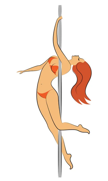 Silhouette einer süßen Dame tanzt sie auf einem Pylon. Das Mädchen hat eine schöne Figur im Bikini. Die Frau ist jung und schlank. Vektorillustration — Stockvektor