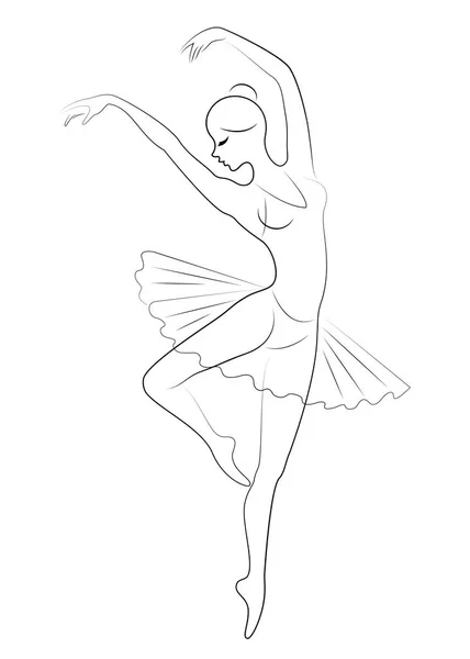 Silueta de una linda dama, ella está bailando ballet. La chica tiene una figura hermosa. Bailarina. Ilustración vectorial . — Archivo Imágenes Vectoriales