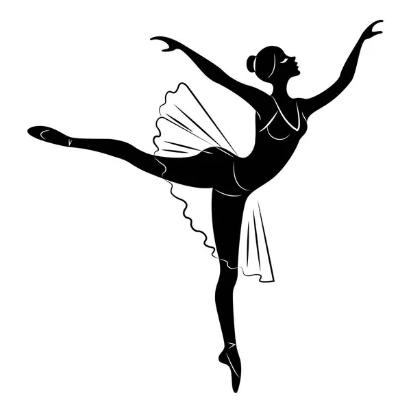 Silueta de una linda dama, ella está bailando. La chica tiene una figura hermosa. La mujer es una joven bailarina sexy y delgada. Ilustración vectorial . — Archivo Imágenes Vectoriales