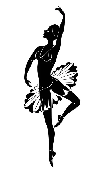 Sylwetka cute Lady, ona tańczy balet. Dziewczynka ma piękną figurę. Kobieta baletnica. Ilustracja wektorowa. — Wektor stockowy