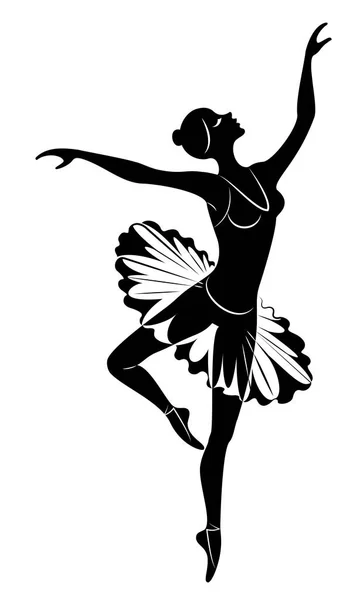 Silhouette of a cute lady, she is dancing ballet. The girl has a beautiful figure. Woman ballerina. Vector illustration. — Stock Vector