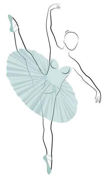 Silueta krásné dámy, tančí balet. Ta dívka má krásnou postavu. Ženská Ballerina. Vektorová ilustrace. — Stockový vektor