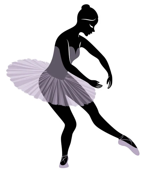 Silhouette di una signora carina, lei sta ballando balletto. La ragazza ha una bella figura. La donna è una giovane ballerina snella e sexy. Illustrazione vettoriale — Vettoriale Stock