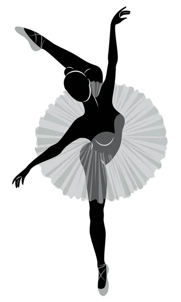 Silhouette d'une jolie dame, elle danse le ballet. La fille a une belle silhouette. Ballerine féminine. Illustration vectorielle . — Image vectorielle