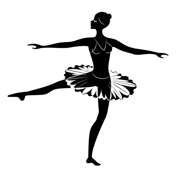 Silhouette d'une jolie dame, elle danse le ballet. La fille a une belle silhouette. Ballerine féminine. Illustration vectorielle . — Image vectorielle