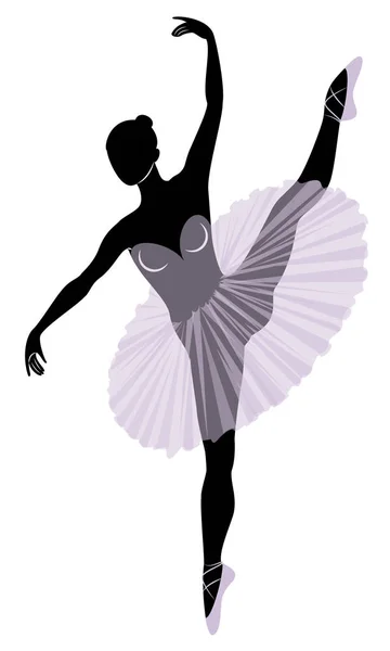 Силуэт милой дамы, она танцует балет. У девушки красивая фигура. Женщина-балерина. Векторная иллюстрация . — стоковый вектор
