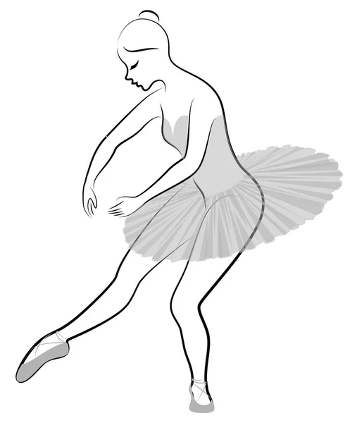 Silueta de una linda dama, ella está bailando ballet. La chica tiene una figura hermosa. La mujer es una joven bailarina de ballet delgada y sexy. Ilustración vectorial — Archivo Imágenes Vectoriales