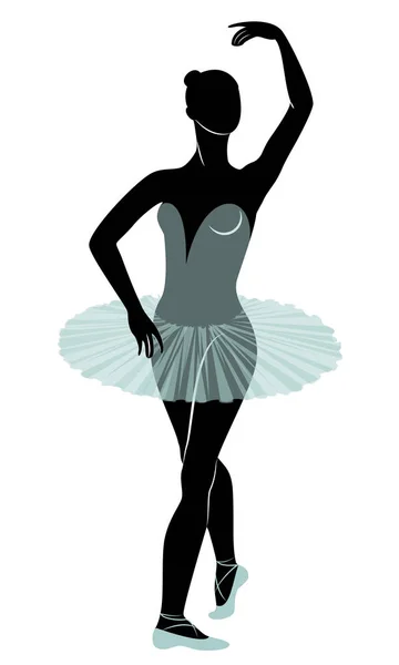 Silhouette di una signora carina, lei sta ballando balletto. La ragazza ha una bella figura. Una ballerina. Illustrazione vettoriale . — Vettoriale Stock