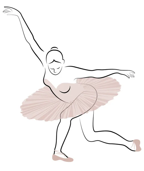 Silueta de una linda dama, ella está bailando ballet. La chica tiene una figura hermosa. La mujer es una joven bailarina de ballet delgada y sexy. Ilustración vectorial — Vector de stock