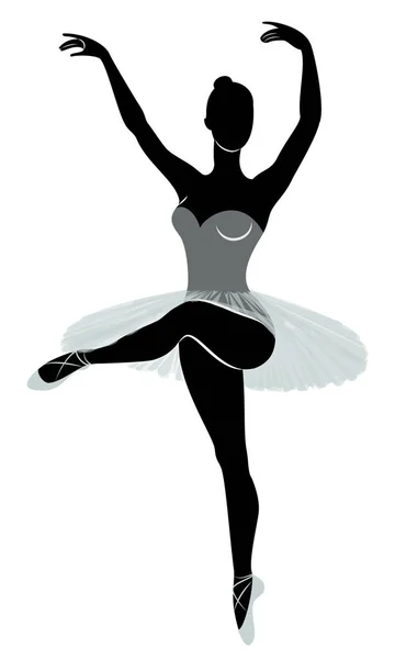 Silhouette of a cute lady, she is dancing ballet. The girl has a beautiful figure. Woman ballerina. Vector illustration. — Stock Vector