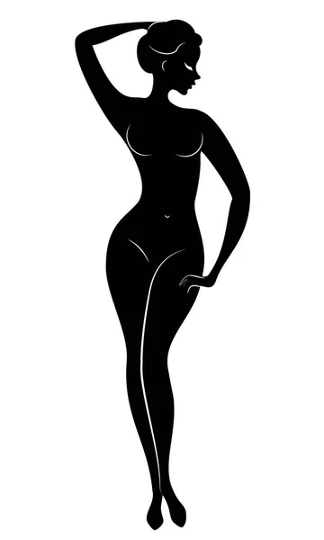 Silhouette d'une gentille dame debout. La fille a une belle silhouette. Illustration vectorielle . — Image vectorielle