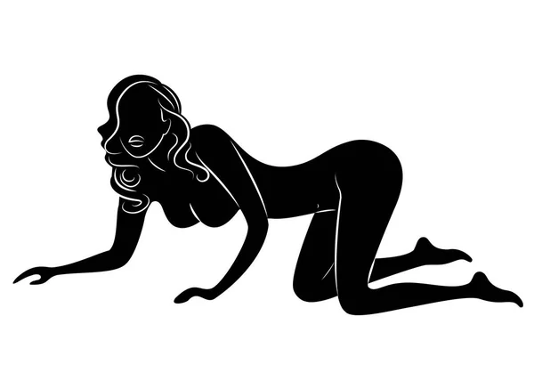 Tatlı bir bayanın silueti. Kızın çok güzel ince bir figürü var. Kadın yürüyor. Vektör çizimi.