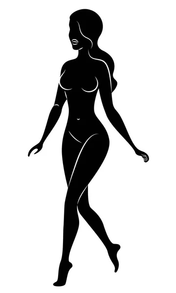 Silhouette d'une gentille dame debout. La fille a une belle silhouette. Illustration vectorielle . — Image vectorielle